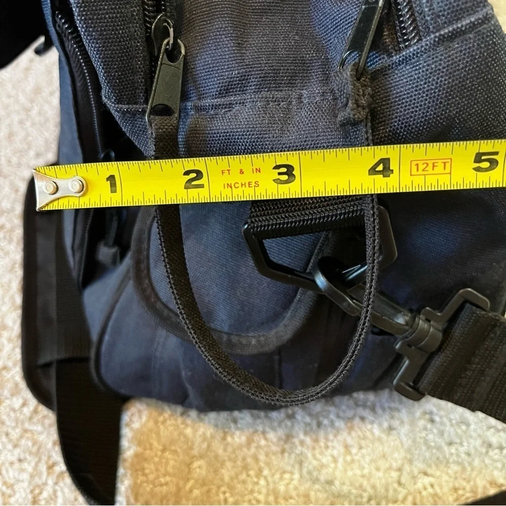 Eddie Bauer Black Canvas Leather Diaper Bag Changing Pad Overnight Travel Rugged